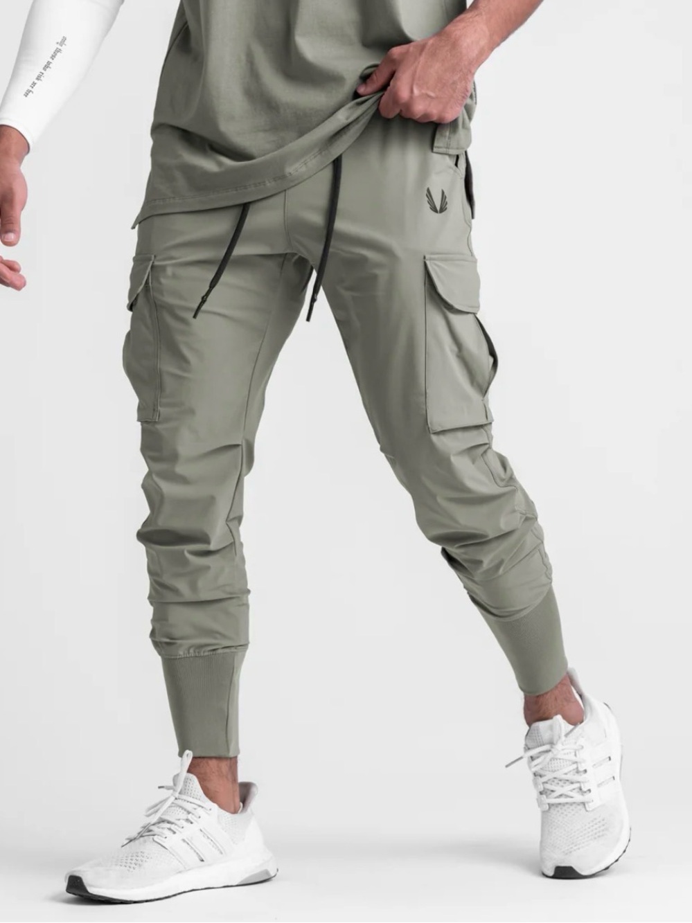 ⁠ASRV Tetra-Lite Cargo High Rib Joggers Sage Green Training Workout Pants M⁠